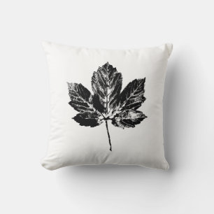 Schwarz-Weiß-Ahornleaf-Druck Kissen