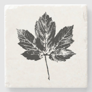 Schwarz-Weiß-Ahornleaf-Druck Steinuntersetzer