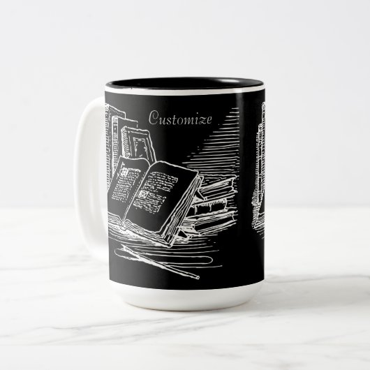 Schwarz-Weiß-Akademie Personalisiert Zweifarbige Tasse (Vorderseite Links)