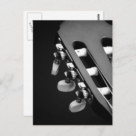 Schwarz-Weiß-Akustikgitarre Postkarte (Vorne/Hinten)