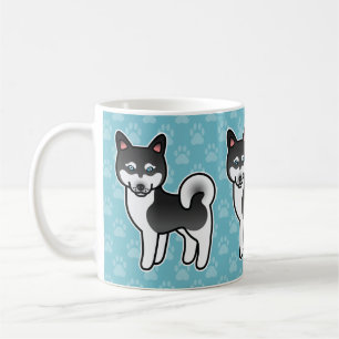Schwarz-Weiß-Alaskan Klee Kai Dog-Illustration Kaffeetasse