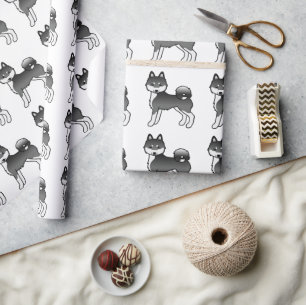 Schwarz-Weiß Alaskan Klee Kai Niedliches Hundemust Geschenkpapier