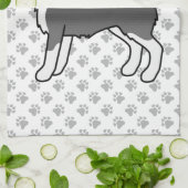 Schwarz-Weiß Alaskan Malamute Niedlicher Cartoon D Geschirrtuch (Gefaltet)