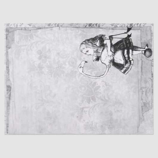 Schwarz-Weiß-Alice im Wunderland mit Flamingo Seidenpapier (Vorderseite)