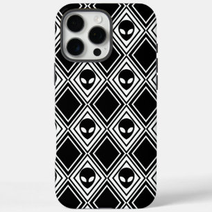 Schwarz-Weiß-Alien-Argyle-Muster iPhone 16 Pro Max Hülle