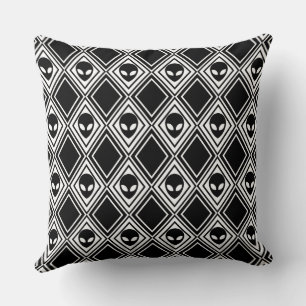 Schwarz-Weiß-Alien-Argyle-Muster Kissen