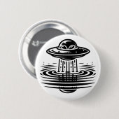 Schwarz-Weiß-Alien auf UFO Ai Art Button (Vorne & Hinten)