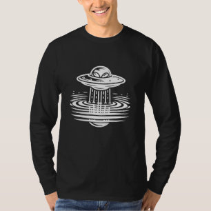 Schwarz-Weiß-Alien auf UFO Ai Art T-Shirt