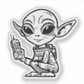 Schwarz-Weiß-Alien Aufkleber (Vorderseite)