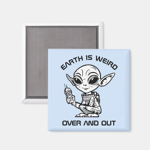Schwarz-Weiß-Alien Magnet