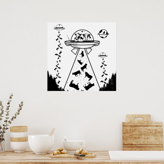 Schwarz-Weiß-Alien Poster (Küche)