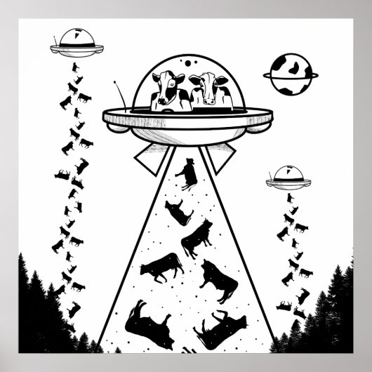 Schwarz-Weiß-Alien Poster (Vorne)