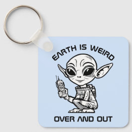 Schwarz-Weiß-Alien Schlüsselanhänger