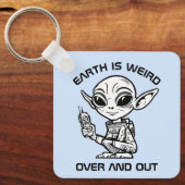 Schwarz-Weiß-Alien Schlüsselanhänger (Vorderseite)