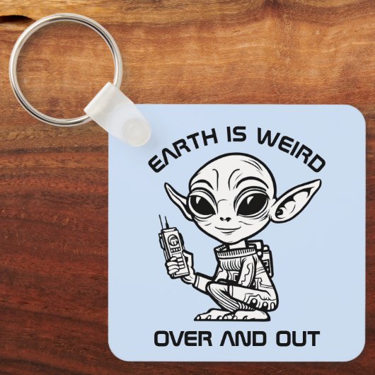 Schwarz-Weiß-Alien Schlüsselanhänger (Vorderseite)