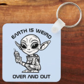 Schwarz-Weiß-Alien Schlüsselanhänger (Rückseite)