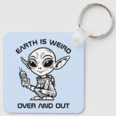 Schwarz-Weiß-Alien Schlüsselanhänger (Rückseite)