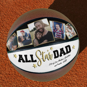 Schwarz-Weiß-„All-Star-Dad“-Foto-Basketball-Gesche Basketball