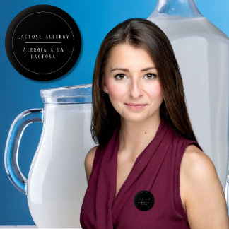 Schwarz-Weiß-Allergie-Warnhinweis auf Laktose Button