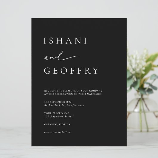 Schwarz & Weiß Alles in einer Größe 6,5"x8,75" Hoc Einladung (Stehend Vorderseite)