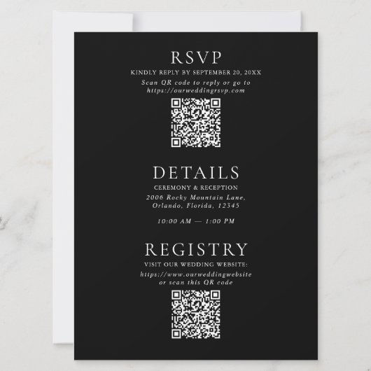 Schwarz & Weiß Alles in einer Größe 6,5"x8,75" Hoc Einladung (Rückseite)