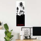Schwarz-weiß Aloha Hawaii Palm Trees Tropics Trave Poster (Heimbüro)