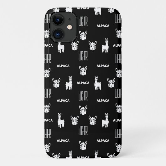 Schwarz-Weiß-Alpaca-iPhone 11 Hüllen von Wighar (Rückseite)