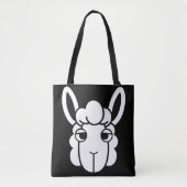 Schwarz-Weiß-Alpaca Kopf-Tote-Beutel von Wighi Tasche (Vorderseite)