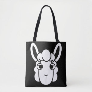 Schwarz-Weiß-Alpaca Kopf-Tote-Beutel von Wighi Tasche