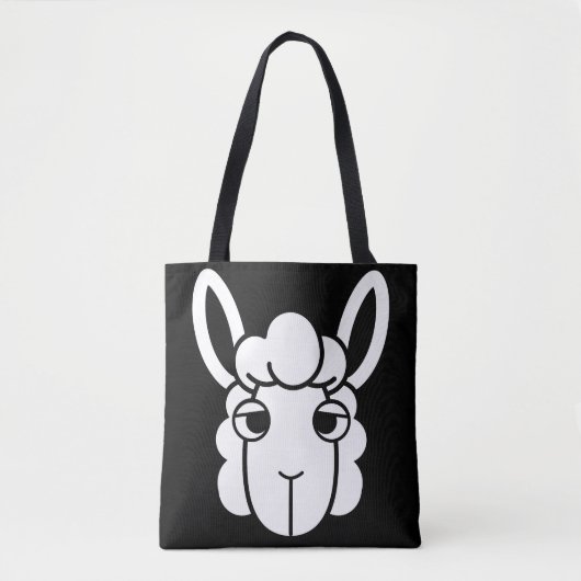 Schwarz-Weiß-Alpaca Kopf-Tote-Beutel von Wighi Tasche (Vorderseite)