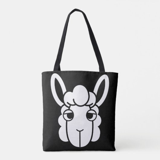 Schwarz-Weiß-Alpaca Kopf-Tote-Beutel von Wighi Tasche (Rückseite)