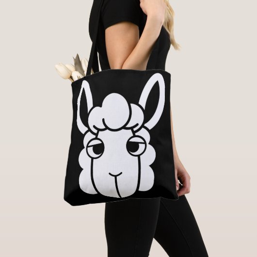 Schwarz-Weiß-Alpaca Kopf-Tote-Beutel von Wighi Tasche (Von Nahem)