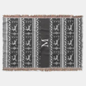 Schwarz-Weiß-Alpenmuster-Rentier - Monogramm Decke (Vorderseite)