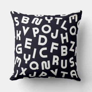 Schwarz/Weiß Alphabet Buchstabenkolben Kissen