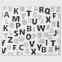 Schwarz-Weiß-Alphabet-Muster-Wrap-Papier