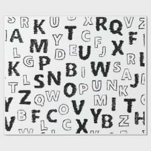 Schwarz-Weiß-Alphabet-Muster-Wrap-Papier Geschenkpapier