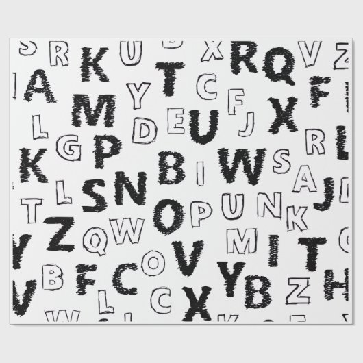Schwarz-Weiß-Alphabet-Muster-Wrap-Papier Geschenkpapier (Flach)