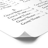 Schwarz-Weiß-Alphabetische Hochzeitstabelle Poster (Ecke)