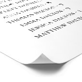 Schwarz-Weiß-Alphabetische Hochzeitstabelle Poster (Ecke)