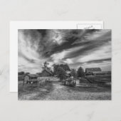 Schwarz-Weiß-Altbauernhof Postkarte (Vorne/Hinten)