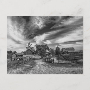 Schwarz-Weiß-Altbauernhof Postkarte
