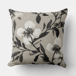 Schwarz-Weiß alte Floralmuster Kissen