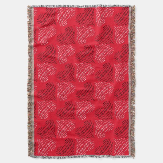 Schwarz-Weiß-Alternativherz-Linien auf Rot Decke (Vorderseite Vertikal)