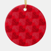 Schwarz-Weiß-Alternativherz-Linien auf Rot Keramik Ornament (Vorne)
