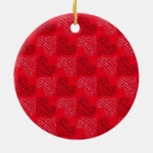 Schwarz-Weiß-Alternativherz-Linien auf Rot Keramik Ornament (Hinten)