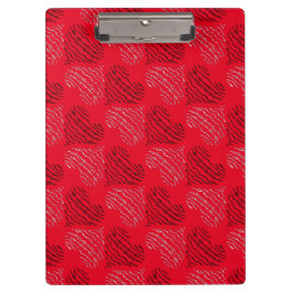Schwarz-Weiß-Alternativherz-Linien auf Rot Klemmbrett