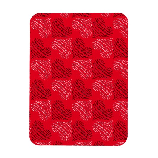 Schwarz-Weiß-Alternativherz-Linien auf Rot Magnet (Vertikal)