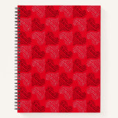 Schwarz-Weiß-Alternativherz-Linien auf Rot Notizblock (Vorderseite)