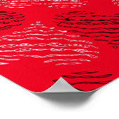 Schwarz-Weiß-Alternativherz-Linien auf Rot Poster (Ecke)