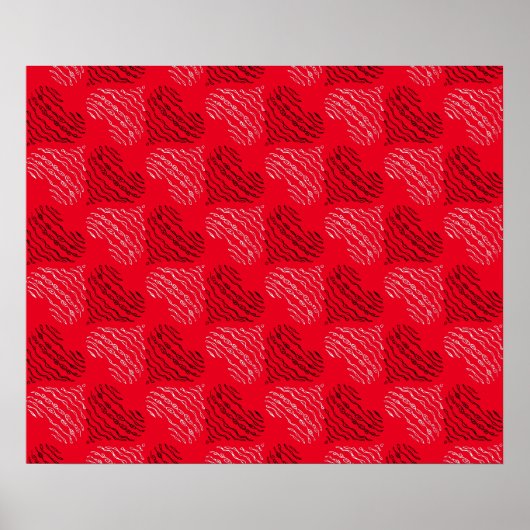 Schwarz-Weiß-Alternativherz-Linien auf Rot Poster (Vorne)